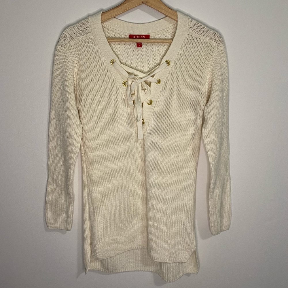 Guess - Lace up front tunic sweater